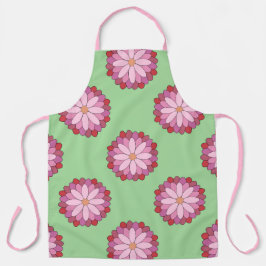 Pastel roze groen Aziatisch medaillon bloemen Schort