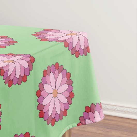 Pastel Roze Groen Aziatisch Medaillon Bloemen Tafelkleed (Voorbeeld)