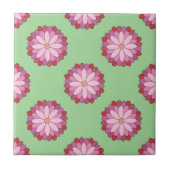 Pastel Roze Groen Aziatisch Medaillon Bloemen Tegeltje (Voorkant)