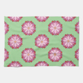 Pastel Roze Groen Aziatisch Medaillon Bloemen Theedoek (Horizontaal)