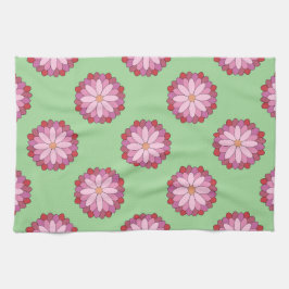 Pastel Roze Groen Aziatisch Medaillon Bloemen Theedoek