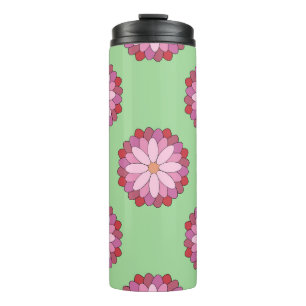 Pastel Roze Groen Aziatisch Medaillon Bloemen Thermosbeker