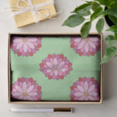 Pastel Roze Groen Aziatisch Medaillon Bloemen Tissuepapier (Geschenk)