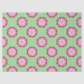 Pastel Roze Groen Aziatisch Medaillon Bloemen Tissuepapier (Voorkant)