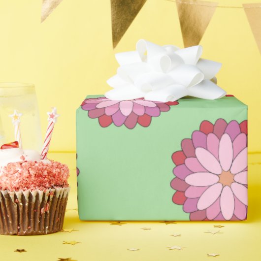 Pastel Roze Groen Aziatisch Medaillon Cadeaupapier (Verjaardagsfeest)