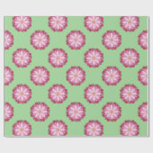 Pastel Roze Groen Aziatisch Medaillon Cadeaupapier (Vlak)