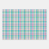 Pastel Roze, Groen, Blauw & Wit Plaid Inpakpapier Vel (Voorkant 3)