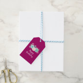 Pastel Roze & Groen Bloemen Boeket Gelukkige Verja Cadeaulabel (Met Touw)
