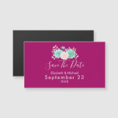 Pastel Roze & Groen Bloemen Bruiloft Save The Date (Voorkant / Achterkant)