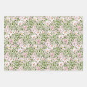 Pastel Roze Groen Bloemen Inpakpapier Vel (Voorkant)