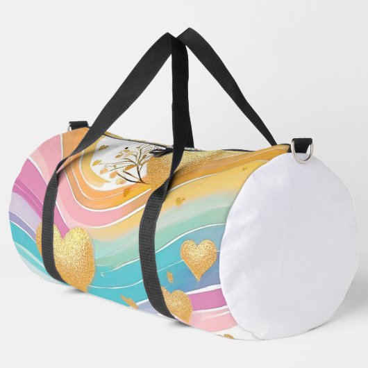 PASTEL ROZE GROEN GEEL PAARSE GOUDEN HARTEN PLUNJEZAK (Linkerhoek)