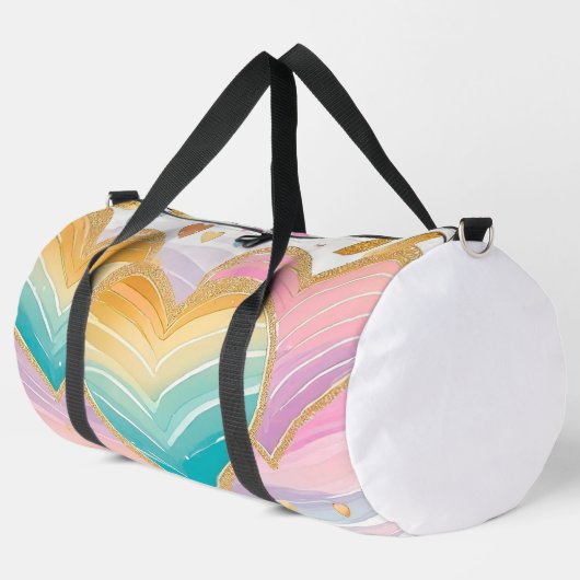 PASTEL ROZE GROEN GEEL PAARSE GOUDEN HARTEN PLUNJEZAK (Linkerhoek)