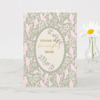 Pastel Roze & Groen Granny Chic Vogelpatroon Kaart