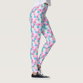 Pastel roze groen hartpatroon leggings (Rechts)