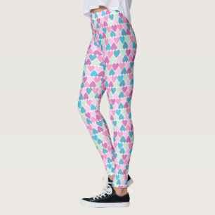 Pastel roze groen hartpatroon leggings