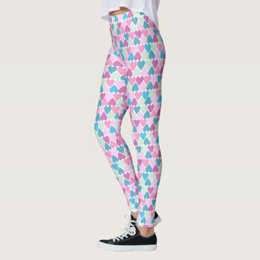 Pastel roze groen hartpatroon leggings (Links)