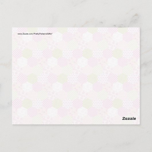 Pastel Roze Groen Patchwork Quilt Design Briefkaart (Achterkant)