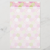 Pastel Roze Groen Patchwork Quilt Design Briefpapier (Voorkant)