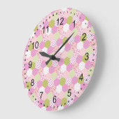 Pastel Roze Groen Patchwork Quilt Design Grote Klok (Hoek)