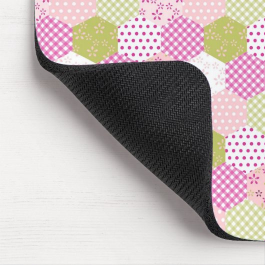  Pastel Roze Groen Patchwork Quilt Design Muismat (Hoek)