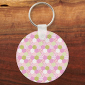  Pastel Roze Groen Patchwork Quilt Design Sleutelhanger (Voorkant)