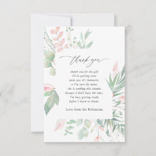 Pastel Roze Groene Baby Shower Bedankkaart