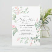 Pastel Roze Groene Baby Shower Kaart (Staand voorkant)