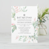 Pastel Roze Groene Bat Mitzvah Kaart (Staand voorkant)