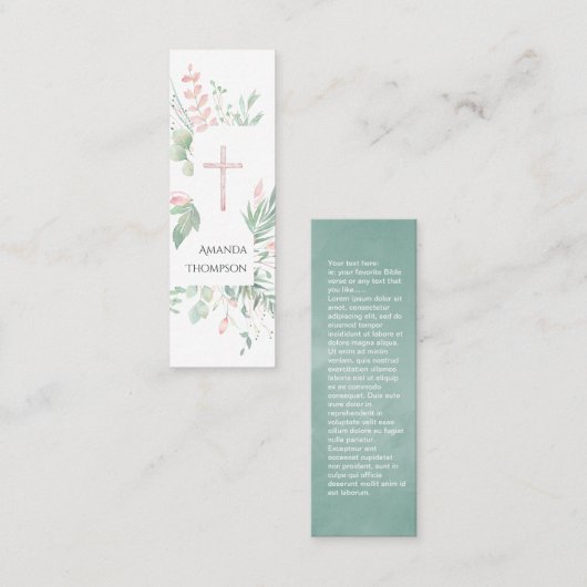 Pastel Roze Groene Bevestigingsbladwijzer Mini Visitekaartje (Voorkant / Achterkant)