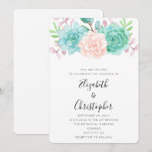 Pastel Roze & Groene Bloemboeket Bruiloft Kaart (Voorkant / Achterkant)