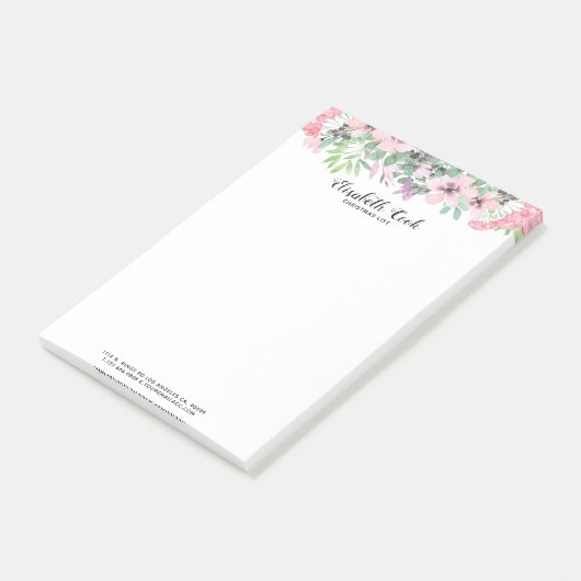 Pastel Roze & Groene Bloemen Rand Post-it® Notes (Schuin)
