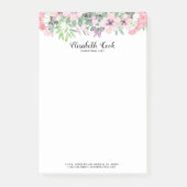 Pastel Roze & Groene Bloemen Rand Post-it® Notes (Voorkant)