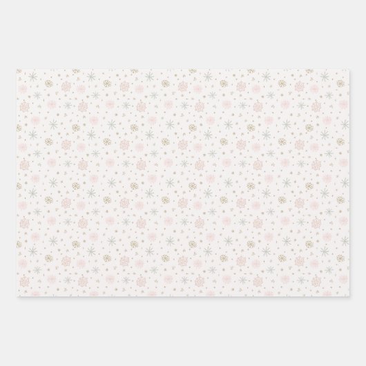 Pastel Roze Groene Boom Santa Sneeuwvlokken Kerstm Inpakpapier Vel (Voorkant 2)