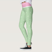 Pastel Roze Groene en Witte Polka Dots Leggings (Links)
