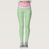 Pastel Roze Groene en Witte Polka Dots Leggings (Voorkant)