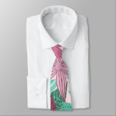 Pastel Roze Groene Floral laat glitter Pattern Stropdas (Gebonden)