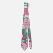 Pastel Roze Groene Floral laat glitter Pattern Stropdas (Voorkant)