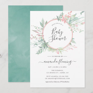 Pastel Roze Groene Geometrische Baby Shower Kaart