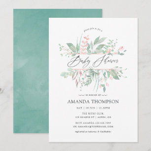 Pastel Roze Groene Geometrische Baby Shower Kaart