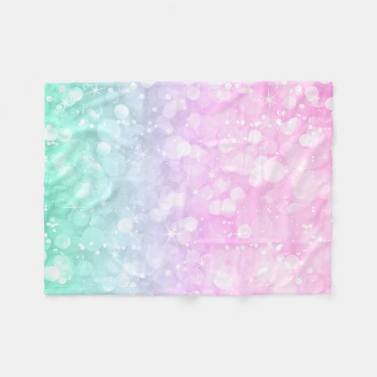 Pastel Roze & groene Glam Bokeh Glitter & Sparkles Fleece Deken (Voorkant (Horizontaal))