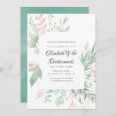 Pastel Roze Groene Jubileum Luncheon voor Bruidsme Kaart (Voorkant / Achterkant)