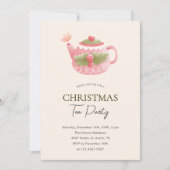 Pastel Roze Groene Kerst Tea Party Kaart (Voorkant)
