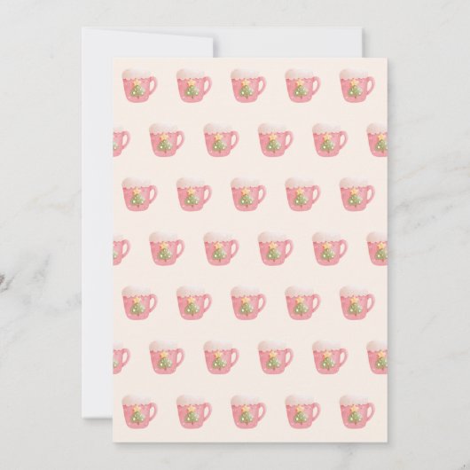 Pastel Roze Groene Kerst Tea Party Kaart (Achterkant)