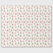 Pastel Roze & Groene Kerstbomen Eenvoudige Vakanti Cadeaupapier (Vlak)