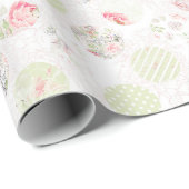 Pastel Roze Groene Lente Shabby Bloemen Cadeaupapier (Rol Hoek)