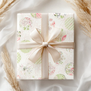 Pastel Roze Groene Lente Shabby Bloemen Cadeaupapier
