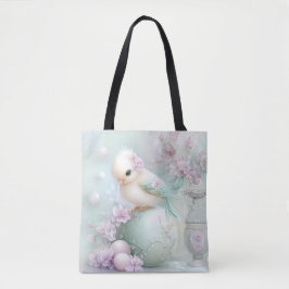 PASTEL ROZE & GROENE PAAS EIEREN & BLOEMEN TOTE BAG
