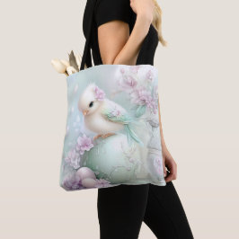 PASTEL ROZE & GROENE PAAS EIEREN & BLOEMEN TOTE BAG