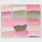 Pastel roze groene Waterverf art met penseelstreek Cadeaupapier (Vlak)