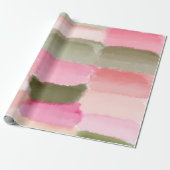 Pastel roze groene Waterverf art met penseelstreek Cadeaupapier (Uitgerold)
